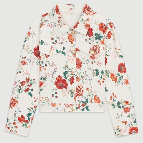 Denim Jacket with Floral Print - Picture 2 of 14